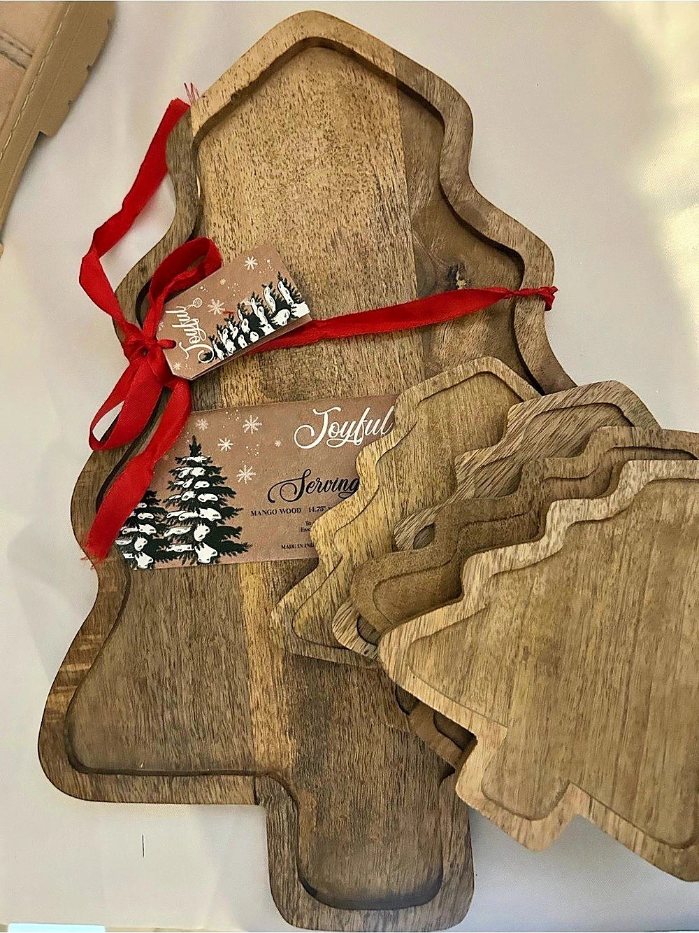 Wooden Christmas tree 5 piece charcuterie board set